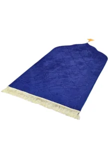 MySalahMats Personalized Name Printed Blue Color Velvet Premium Prayer Mat  Anti-Slip Base, Dome Style