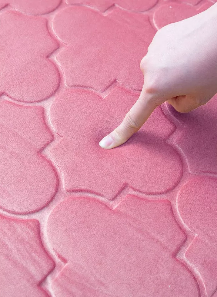 MySalahMats Personalized Name Printed Pink Color Velvet Premium Prayer Mat  Anti-Slip Base, Dome Style