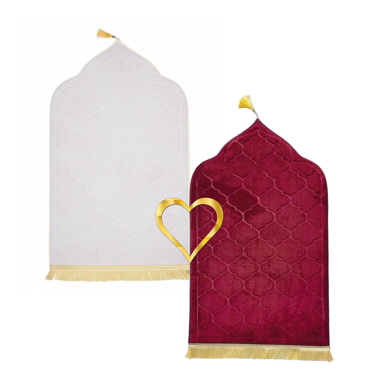 Matching couple prayer mats with custom names, premium soft fabric Islamic gift set MySalahMats for weddings anniversaries Ramadan and Eid in UAE