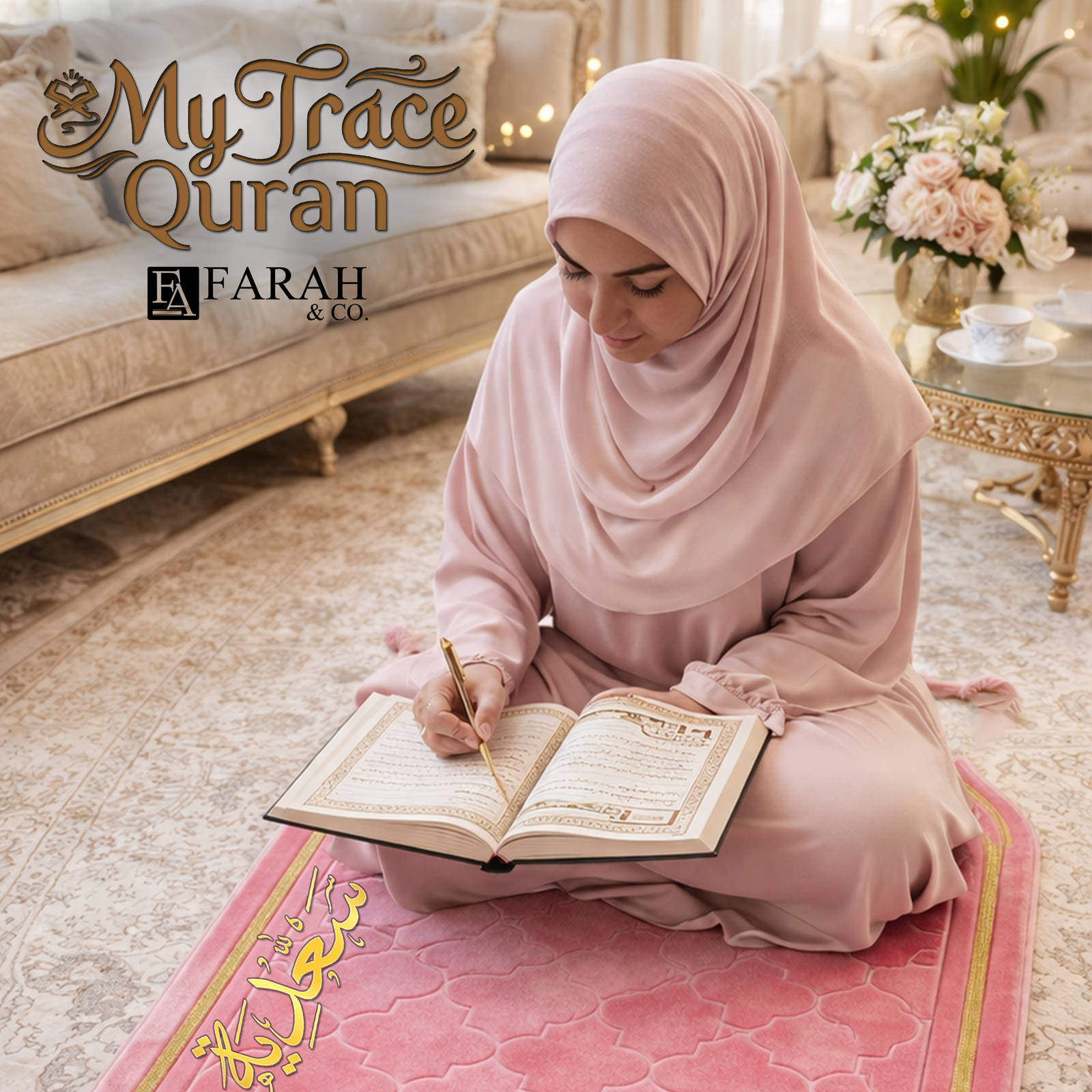 Personalised Quran tracing book with custom name on cover for Arabic learning