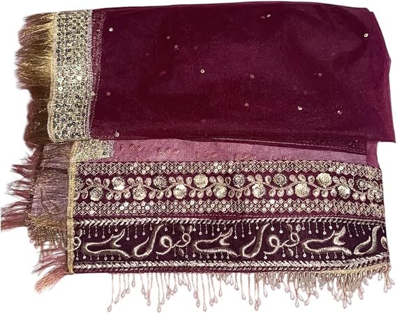 71+Sq6iXoZL._AC_SX569_ Elegant maroon Muslim bridal dupatta with intricate gold embroidery, shimmering sequins, floral border, and beaded fringe. Perfect for Nikah ceremonies, Islamic weddings, and traditional bridal wear.Elegant maroon Muslim bridal dupatta with intricate gold embroidery, shimmering sequins, floral border, and beaded fringe. Perfect for Nikah ceremonies, Islamic weddings, and traditional bridal wear.