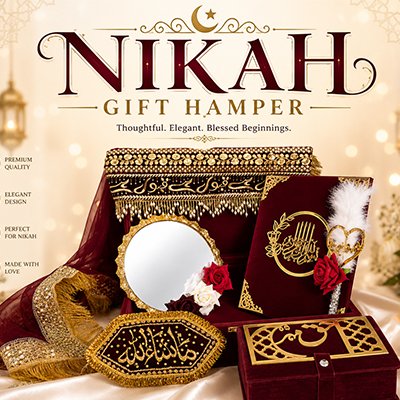 Wedding Collection for elegant Nikah essentials, Muslim wedding accessories, bridal dupattas, Haq Meher boxes, Nikah pens, mirrors, and personalized wedding gifts. Perfect for creating unforgettable Islamic wedding celebrations