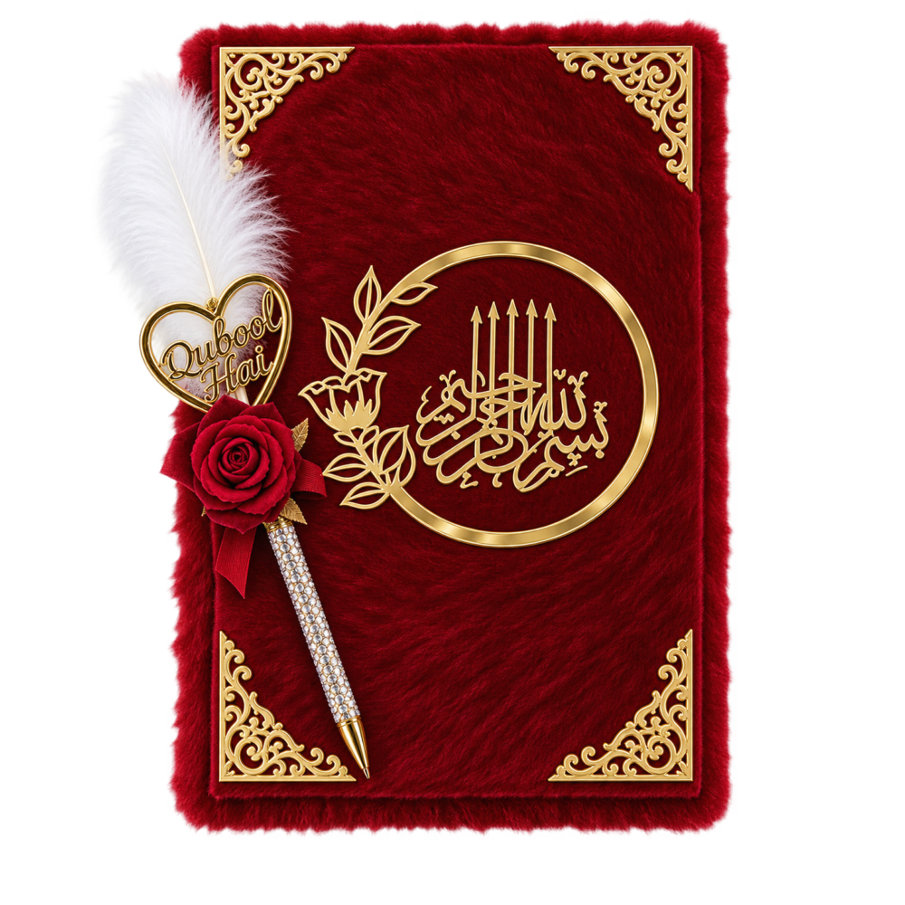 Customized Premium Red Nikah Nama Booklet with Pen, Personalized Muslim Marriage Certificate with Thumbprint Space, A4 Wedding Book, Islamic Nikah Gift, White Elegant Design - Copy - Copy