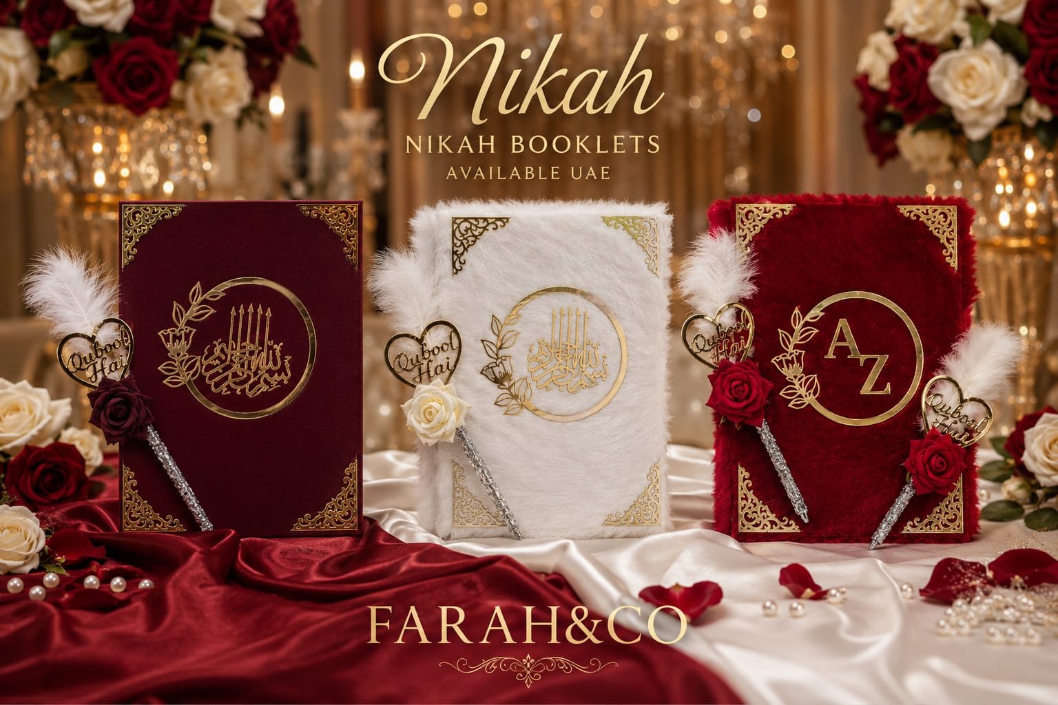 Customized Nikah Certificate with Pen Floral Islamic Nikkah and Marriage